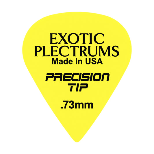 Exotic Plectrums Delrin Yellow Guitar Or Bass Pick - 0.73 mm Medium Gauge - Premium Made In USA - Extra Sharp 351 Precision Tip Shape
