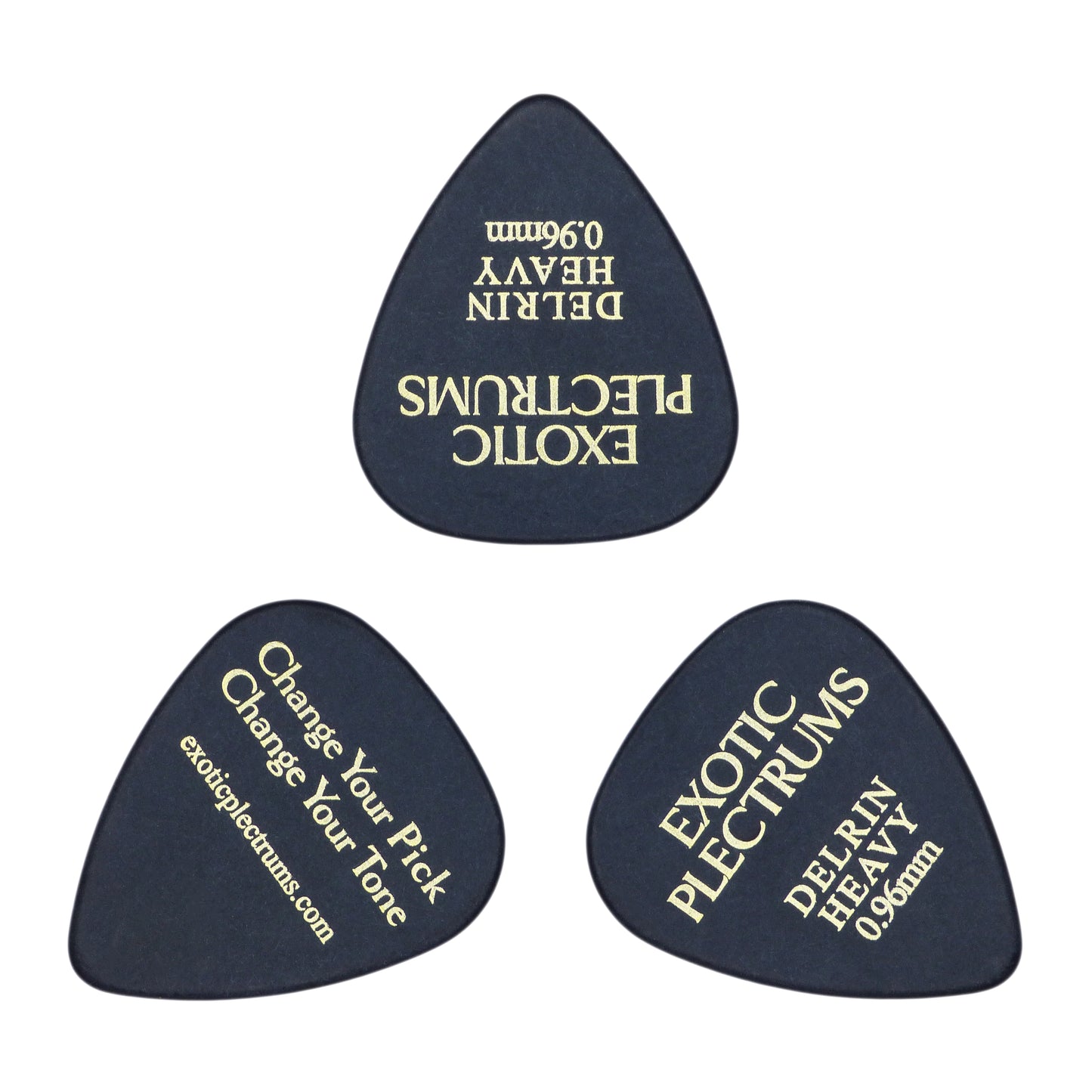 Exotic Plectrums Delrin Black Guitar Or Bass Pick - 0.96 mm Heavy Gauge - 351 Shape