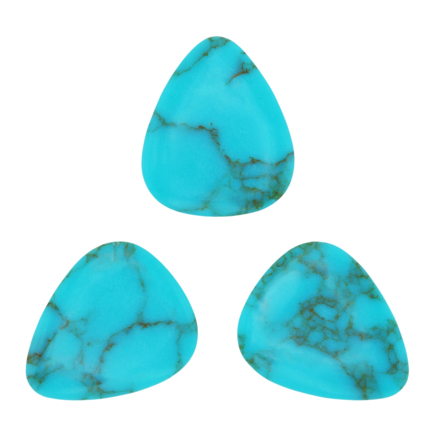 Golden Line Turquoise Stone Guitar Or Bass Pick - 3.0 mm Ultra Heavy Gauge - 351 Shape - Specialty Handmade Stone Exotic Plectrum