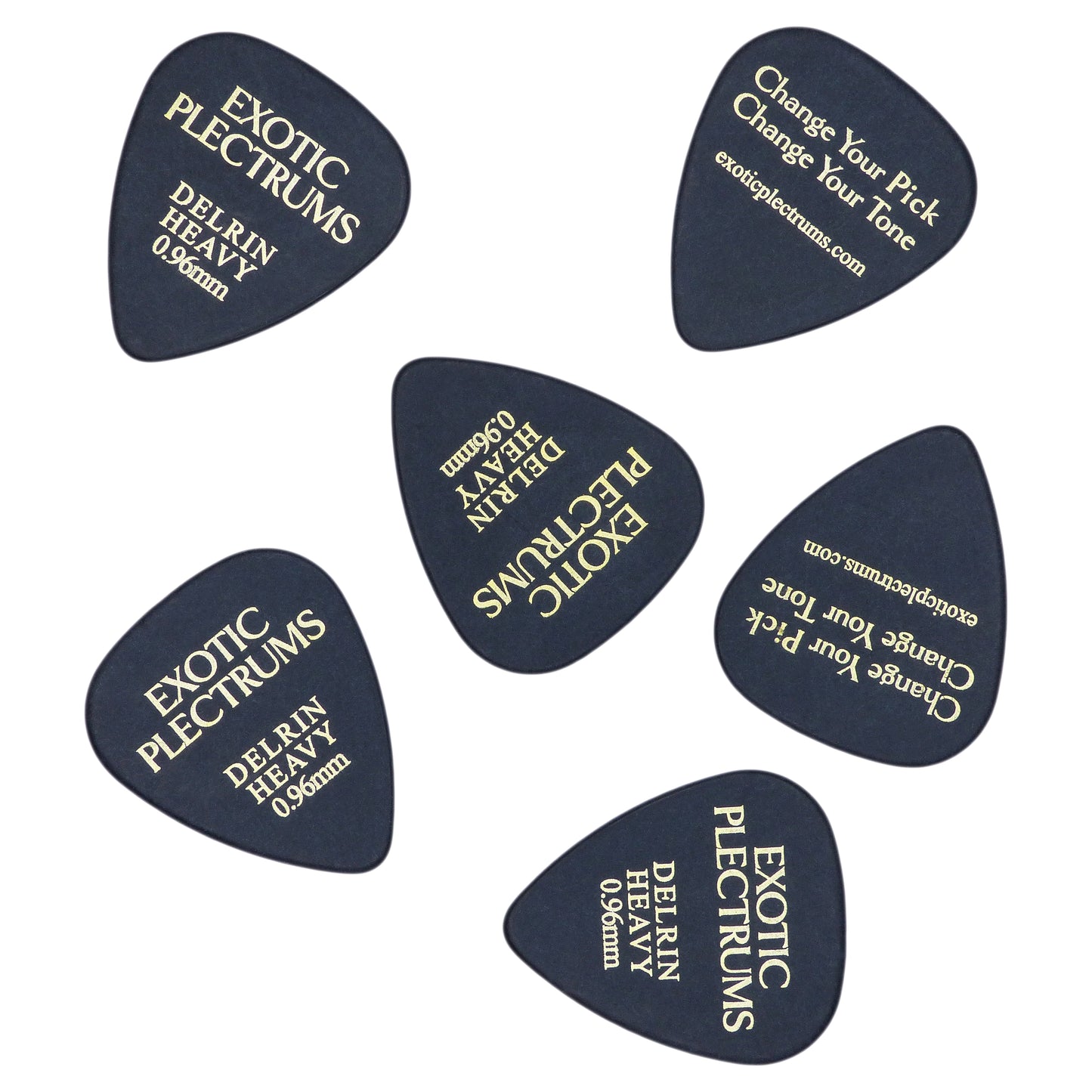 Exotic Plectrums Delrin Black Guitar Or Bass Pick - 0.96 mm Heavy Gauge - 351 Shape