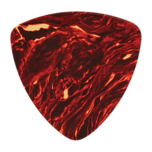 Celluloid Brown Tortoise Guitar Or Bass Pick - 0.46 mm Light Gauge - Premium Made In USA - 346 Rounded Triangle Shape