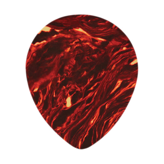 Celluloid Brown Tortoise Guitar Or Bass Pick - 0.46 mm Light Gauge - Premium Made In USA - 347 Large Teardrop Shape