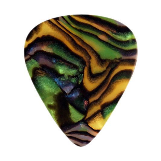 Celluloid Dark Abalone Guitar Or Bass Pick - 0.46 mm Light Gauge - Premium Made In USA - 351 Shape