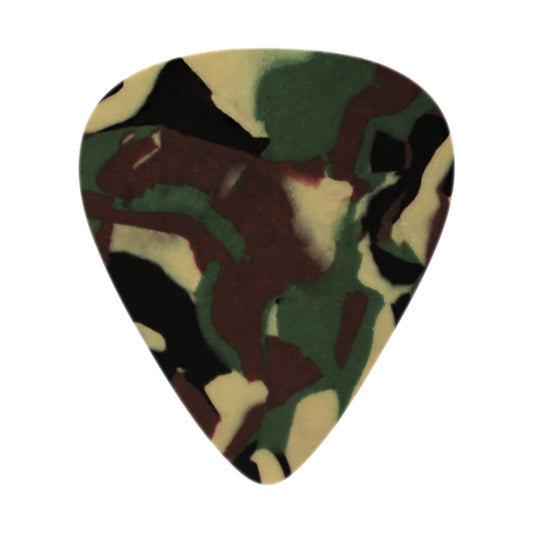 Celluloid Jungle Camouflage Guitar Or Bass Pick - 0.46 mm Light Gauge - Premium Made In USA - 351 Shape