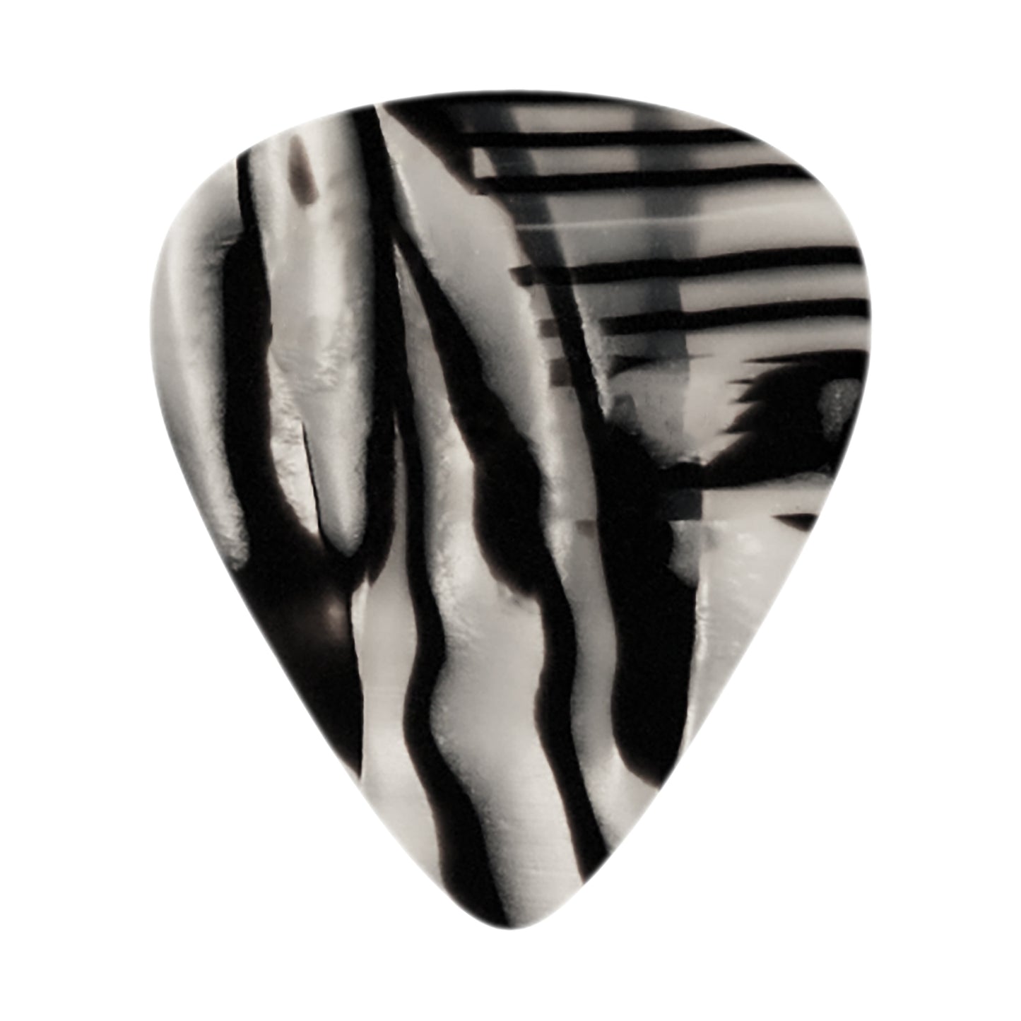 Celluloid Zebra Pearl Guitar Or Bass Pick - 0.46 mm Light Gauge - Premium Made In USA - 351 Shape