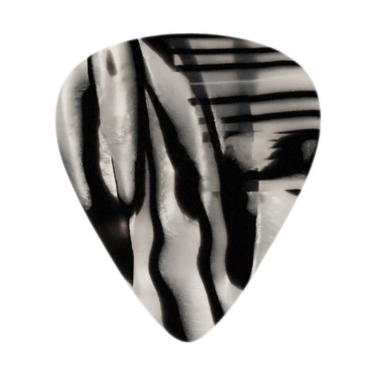 Celluloid Zebra Pearl Guitar Or Bass Pick - 0.96 mm Heavy Gauge - Premium Made In USA - 351 Shape