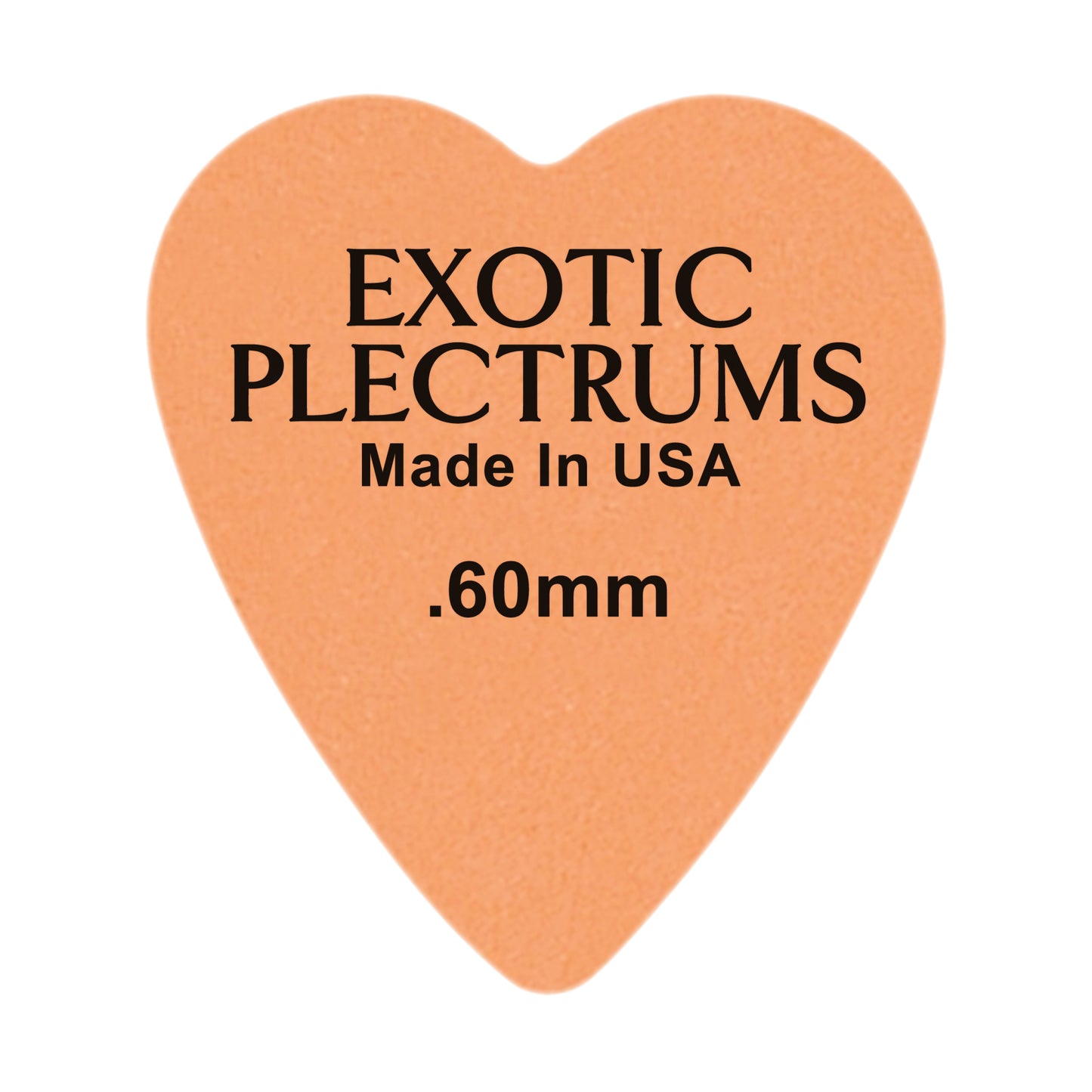 Exotic Plectrums Delrin Orange Guitar Or Bass Pick - 0.60 mm Medium Light Gauge - Premium Made In USA - 323 Heart Shape