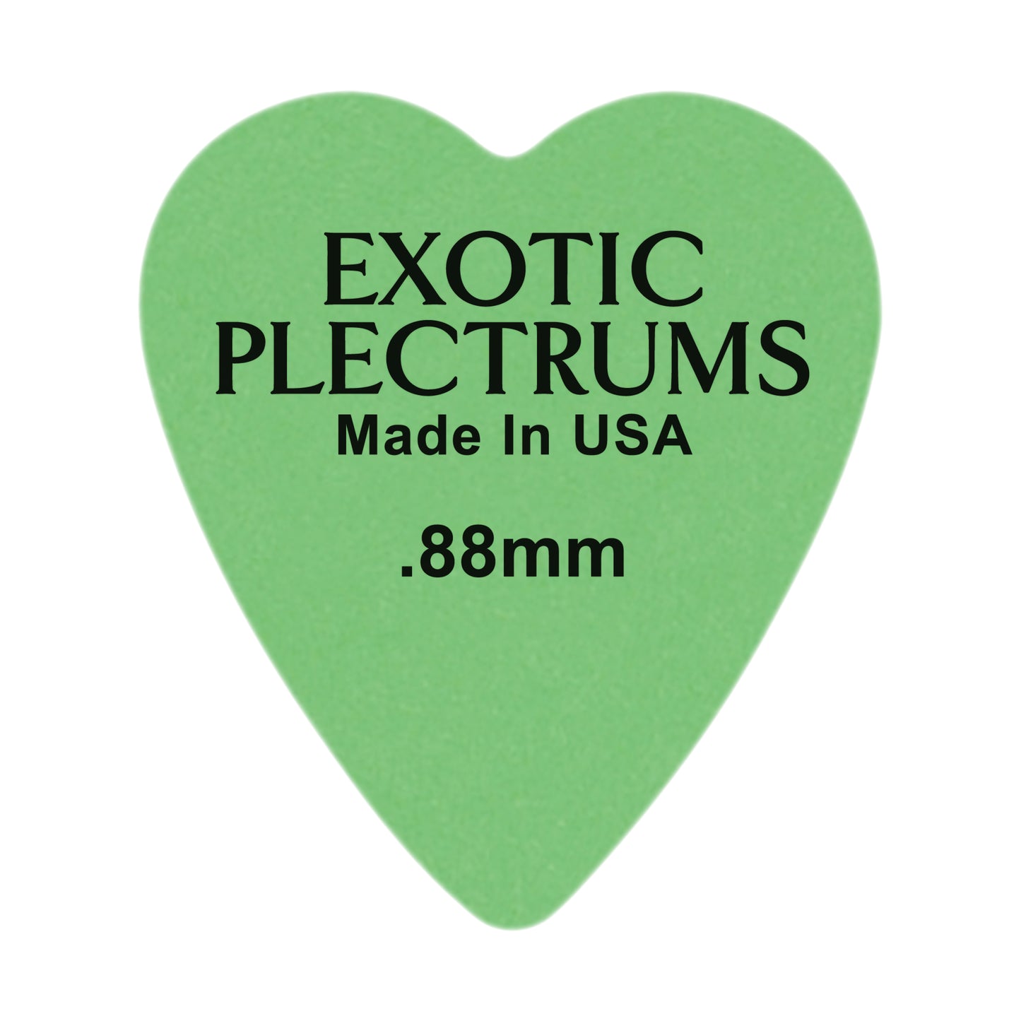 Exotic Plectrums Delrin Green Guitar Or Bass Pick - 0.88 mm Medium Heavy Gauge - Premium Made In USA - 323 Heart Shape