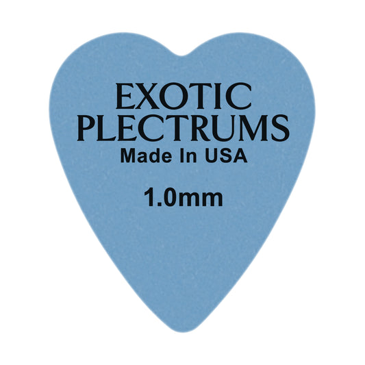 Exotic Plectrums Delrin Blue Guitar Or Bass Pick - 1.0 mm Heavy Gauge - Premium Made In USA - 323 Heart Shape