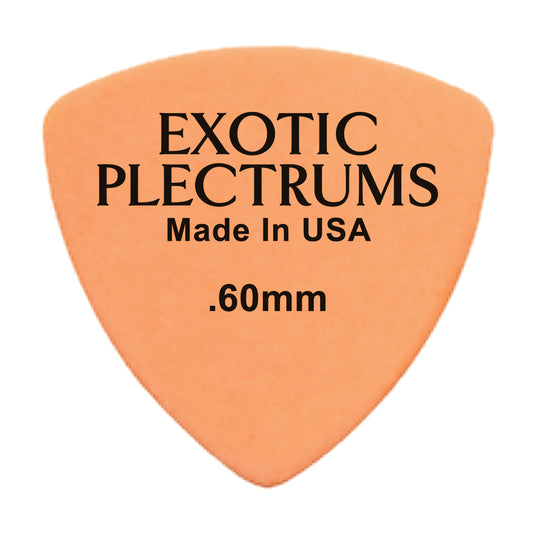 Exotic Plectrums Delrin Orange Guitar Or Bass Pick - 0.60 mm Medium Light Gauge - Premium Made In USA - 346 Rounded Triangle Shape