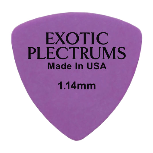 Exotic Plectrums Delrin Purple Guitar Or Bass Pick - 1.14 mm Extra Heavy Gauge - Premium Made In USA - 346 Rounded Triangle Shape