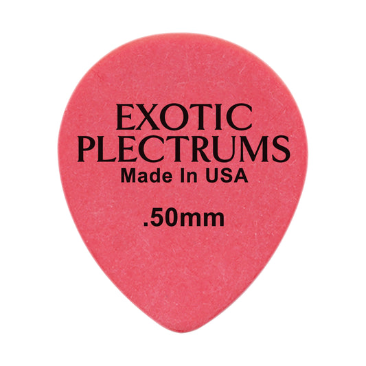 Exotic Plectrums Delrin Red Guitar Or Bass Pick - 0.50 mm Light Gauge - Premium Made In USA - 347 Large Teardrop Shape