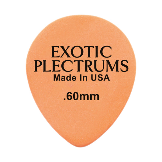 Exotic Plectrums Delrin Orange Guitar Or Bass Pick - 0.60 mm Medium Light Gauge - Premium Made In USA - 347 Large Teardrop Shape