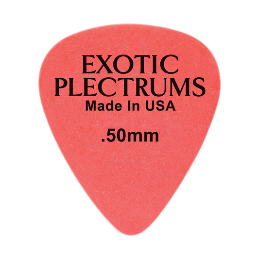 Exotic Plectrums Delrin Red Guitar Or Bass Pick - 0.50 mm Light Gauge - Premium Made In USA - 351 Shape