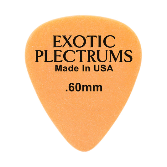 Exotic Plectrums Delrin Orange Guitar Or Bass Pick - 0.60 mm Medium Light Gauge - Premium Made In USA - 351 Shape