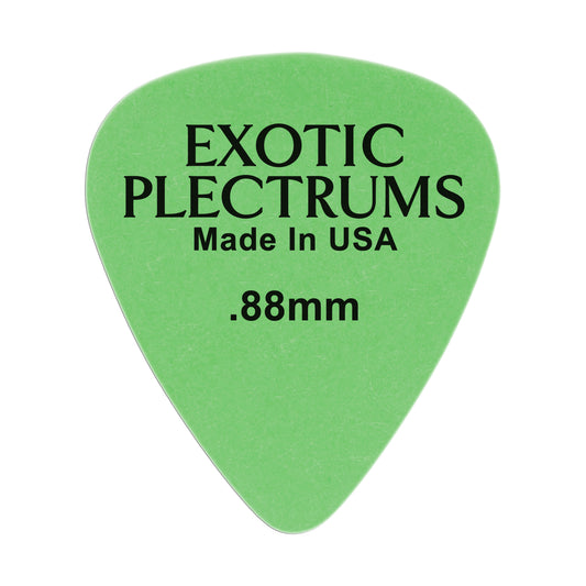 Exotic Plectrums Delrin Green Guitar Or Bass Pick - 0.88 mm Medium Heavy Gauge - Premium Made In USA - 351 Shape