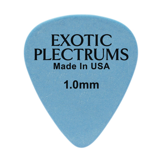 Exotic Plectrums Delrin Blue Guitar Or Bass Pick - 1.0 mm Heavy Gauge - Premium Made In USA - 351 Shape