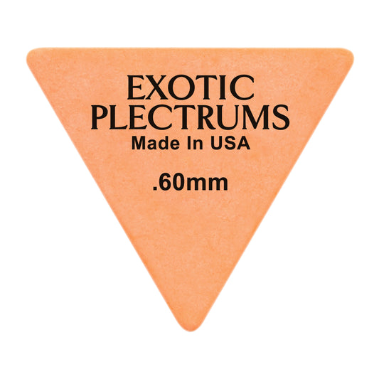 Exotic Plectrums Delrin Orange Guitar Or Bass Pick - 0.60 mm Medium Light Gauge - Premium Made In USA - 355 Large Triangle Shape