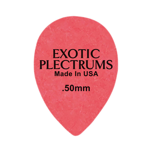Exotic Plectrums Delrin Red Guitar Or Bass Pick - 0.50 mm Light Gauge - Premium Made In USA - 358 Small Teardrop Shape