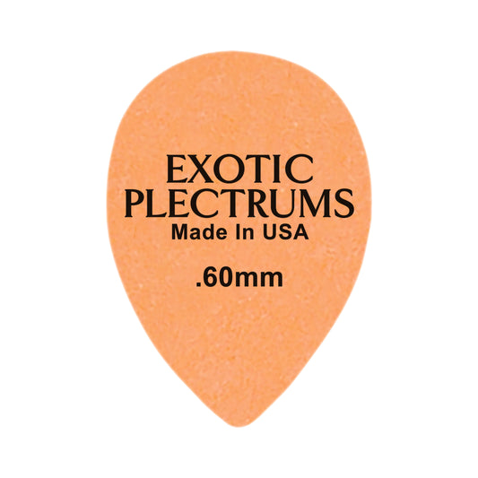 Exotic Plectrums Delrin Orange Guitar Or Bass Pick - 0.60 mm Medium Light Gauge - Premium Made In USA - 358 Small Teardrop Shape