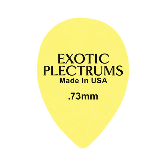 Exotic Plectrums Delrin Yellow Guitar Or Bass Pick - 0.73 mm Medium Gauge - Premium Made In USA - 358 Small Teardrop Shape