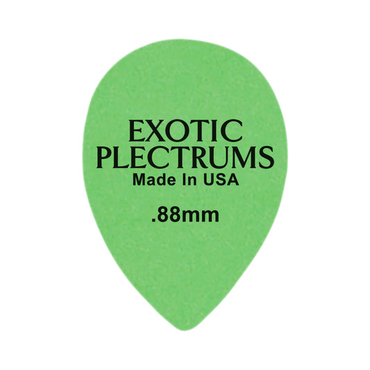 Exotic Plectrums Delrin Green Guitar Or Bass Pick - 0.88 mm Medium Heavy Gauge - Premium Made In USA - 358 Small Teardrop Shape
