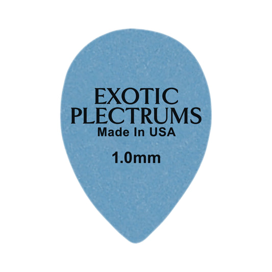 Exotic Plectrums Delrin Blue Guitar Or Bass Pick - 1.0 mm Heavy Gauge - Premium Made In USA - 358 Small Teardrop Shape