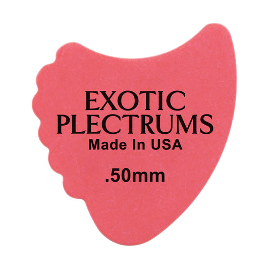 Exotic Plectrums Delrin Red Guitar Or Bass Pick - 0.50 mm Light Gauge - Premium Made In USA - 390 Shark Fin Shape
