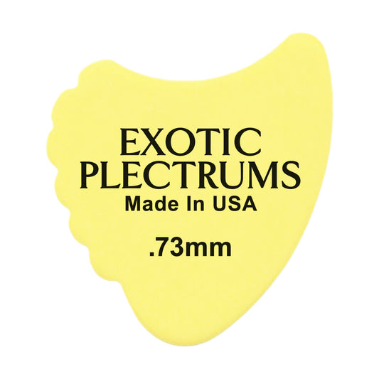 Exotic Plectrums Delrin Yellow Guitar Or Bass Pick - 0.73 mm Medium Gauge - Premium Made In USA - 390 Shark Fin Shape