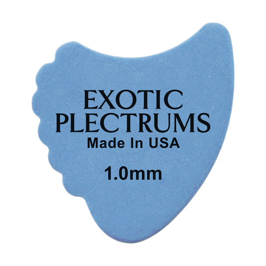 Exotic Plectrums Delrin Blue Guitar Or Bass Pick - 1.0 mm Heavy Gauge - Premium Made In USA - 390 Shark Fin Shape