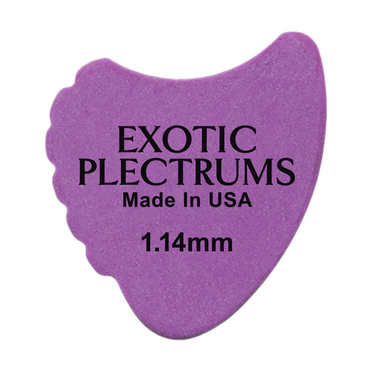 Exotic Plectrums Delrin Purple Guitar Or Bass Pick - 1.14 mm Extra Heavy Gauge - Premium Made In USA - 390 Shark Fin Shape