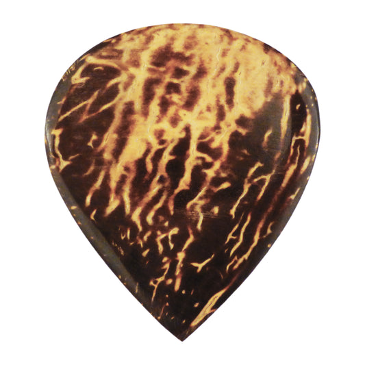 Coconut Palm Shell Guitar Or Bass Pick - 3.0 mm Ultra Heavy Gauge - 351 Groove Shape - Natural Finish Handmade Specialty Exotic Plectrum