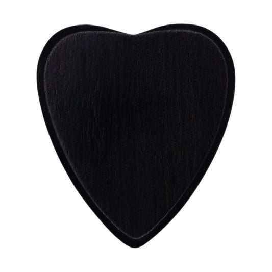 Ebony Wood Guitar Or Bass Pick - 1.5 mm Ultra Heavy Gauge - 323 Heart Shape - Natural Finish Handmade Specialty Exotic Plectrum