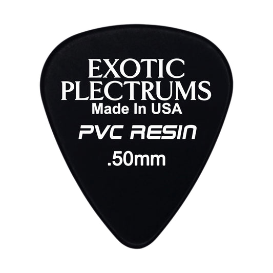 Exotic Plectrums PVC Resin Black Guitar Or Bass Pick - 0.50 mm Light Gauge - Premium Made In USA - 351 Shape