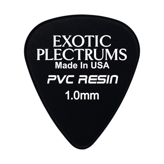 Exotic Plectrums PVC Resin Black Guitar Or Bass Pick - 1.0 mm Heavy Gauge - Premium Made In USA - 351 Shape