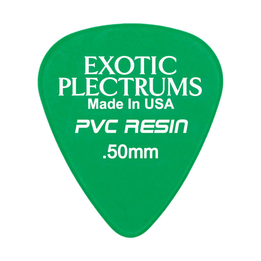 Exotic Plectrums PVC Resin Green Guitar Or Bass Pick - 0.50 mm Light Gauge - Premium Made In USA - 351 Shape