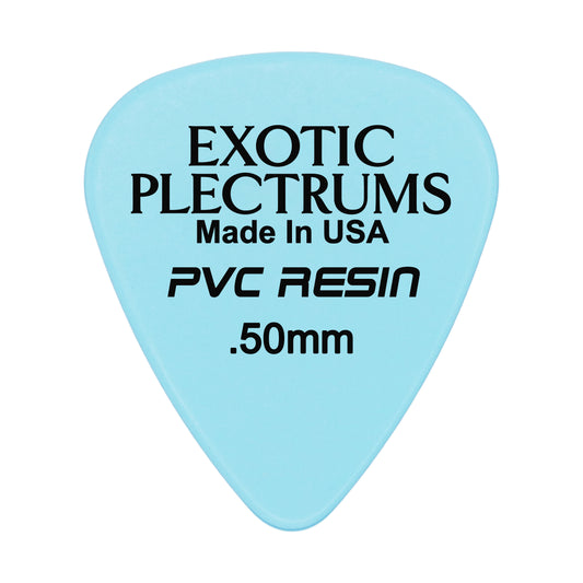Exotic Plectrums PVC Resin Light Blue Guitar Or Bass Pick - 0.50 mm Light Gauge - Premium Made In USA - 351 Shape