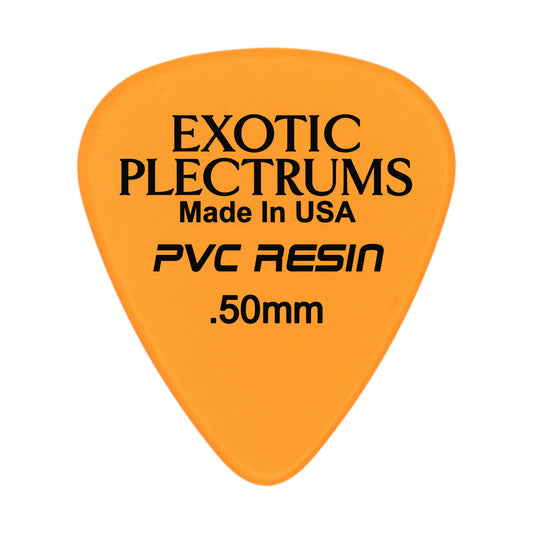 Exotic Plectrums PVC Resin Orange Guitar Or Bass Pick - 0.50 mm Light Gauge - Premium Made In USA - 351 Shape