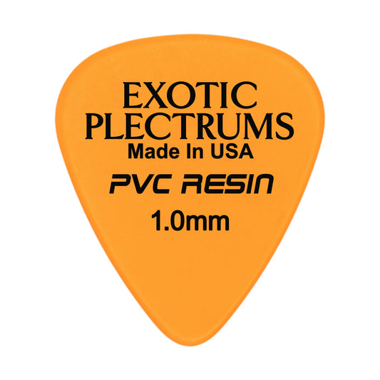 Exotic Plectrums PVC Resin Orange Guitar Or Bass Pick - 1.0 mm Heavy Gauge - Premium Made In USA - 351 Shape