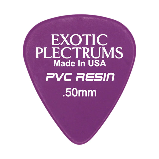 Exotic Plectrums PVC Resin Purple Guitar Or Bass Pick - 0.50 mm Light Gauge - Premium Made In USA - 351 Shape