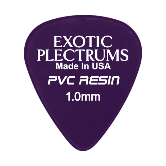 Exotic Plectrums PVC Resin Purple Guitar Or Bass Pick - 1.0 mm Heavy Gauge - Premium Made In USA - 351 Shape