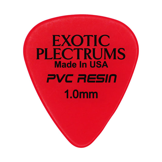 Exotic Plectrums PVC Resin Red Guitar Or Bass Pick - 1.0 mm Heavy Gauge - Premium Made In USA - 351 Shape
