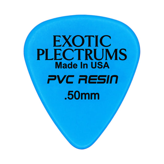 Exotic Plectrums PVC Resin Translucent Blue Guitar Or Bass Pick - 0.50 mm Light Gauge - Premium Made In USA - 351 Shape