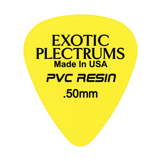 Exotic Plectrums PVC Resin Yellow Guitar Or Bass Pick - 0.50 mm Light Gauge - Premium Made In USA - 351 Shape
