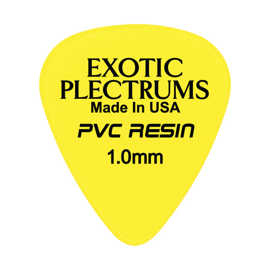 Exotic Plectrums PVC Resin Yellow Guitar Or Bass Pick - 1.0 mm Heavy Gauge - Premium Made In USA - 351 Shape