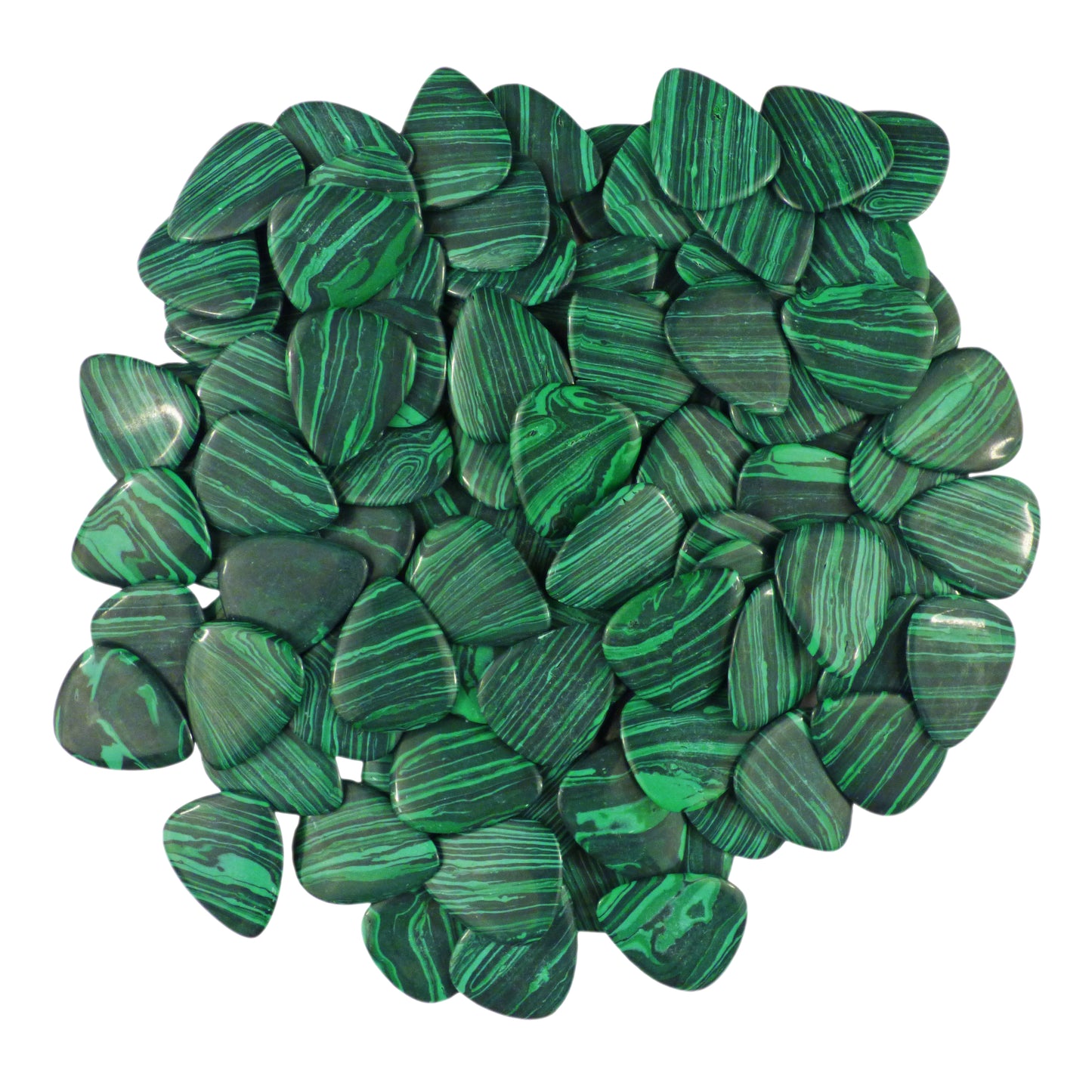 Green Malachite Stone Guitar Or Bass Pick - 3.0 mm Ultra Heavy Gauge - 351 Shape - Specialty Handmade Exotic Plectrum