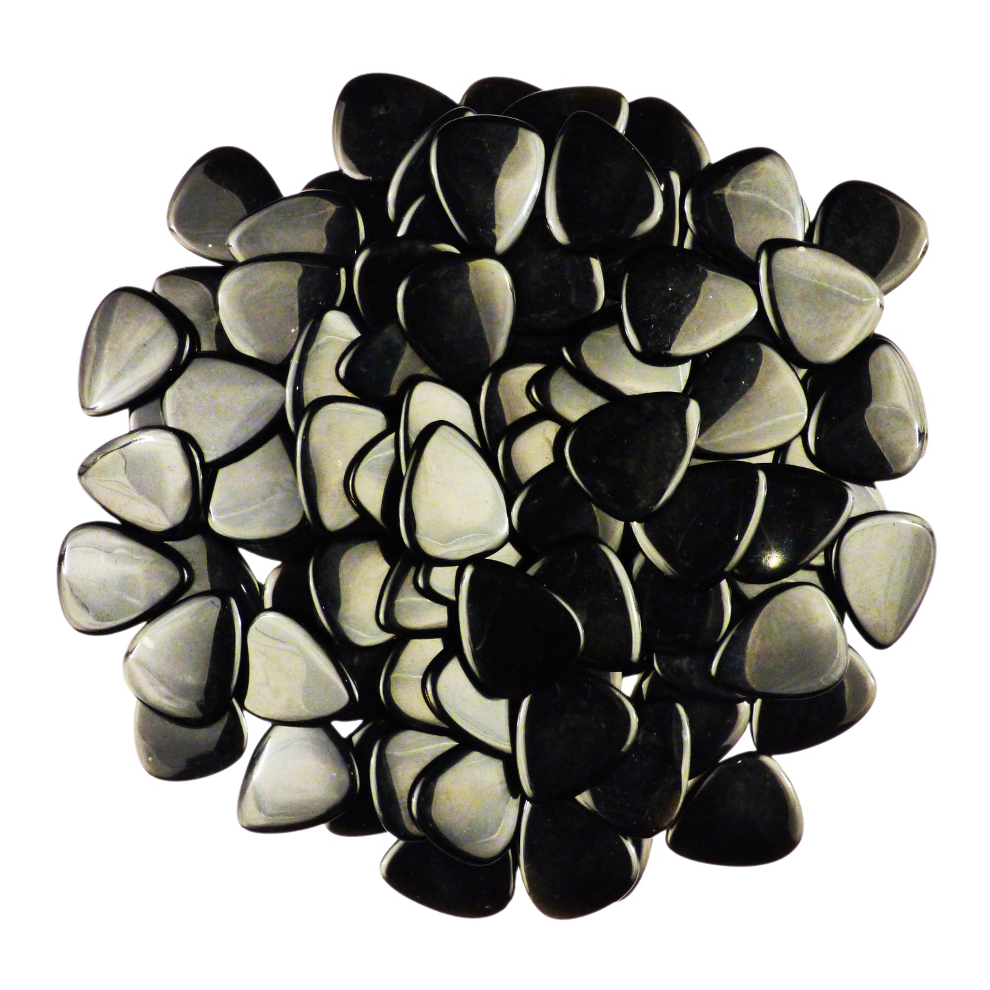 Black Obsidian Volcanic Glass Stone Guitar Pick - 3.0 mm Ultra Heavy Gauge - 351 Shape - Specialty Handmade Exotic Plectrum