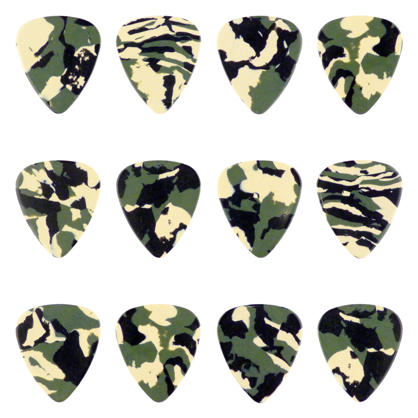 Celluloid Woodland Camouflage Guitar Or Bass Pick - 0.46 mm Light Gauge - 351 Shape