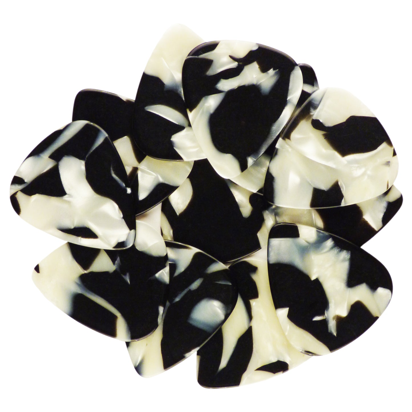 Celluloid Black & White Pearl Guitar Or Bass Pick - 0.71 mm Medium Gauge - 351 Shape