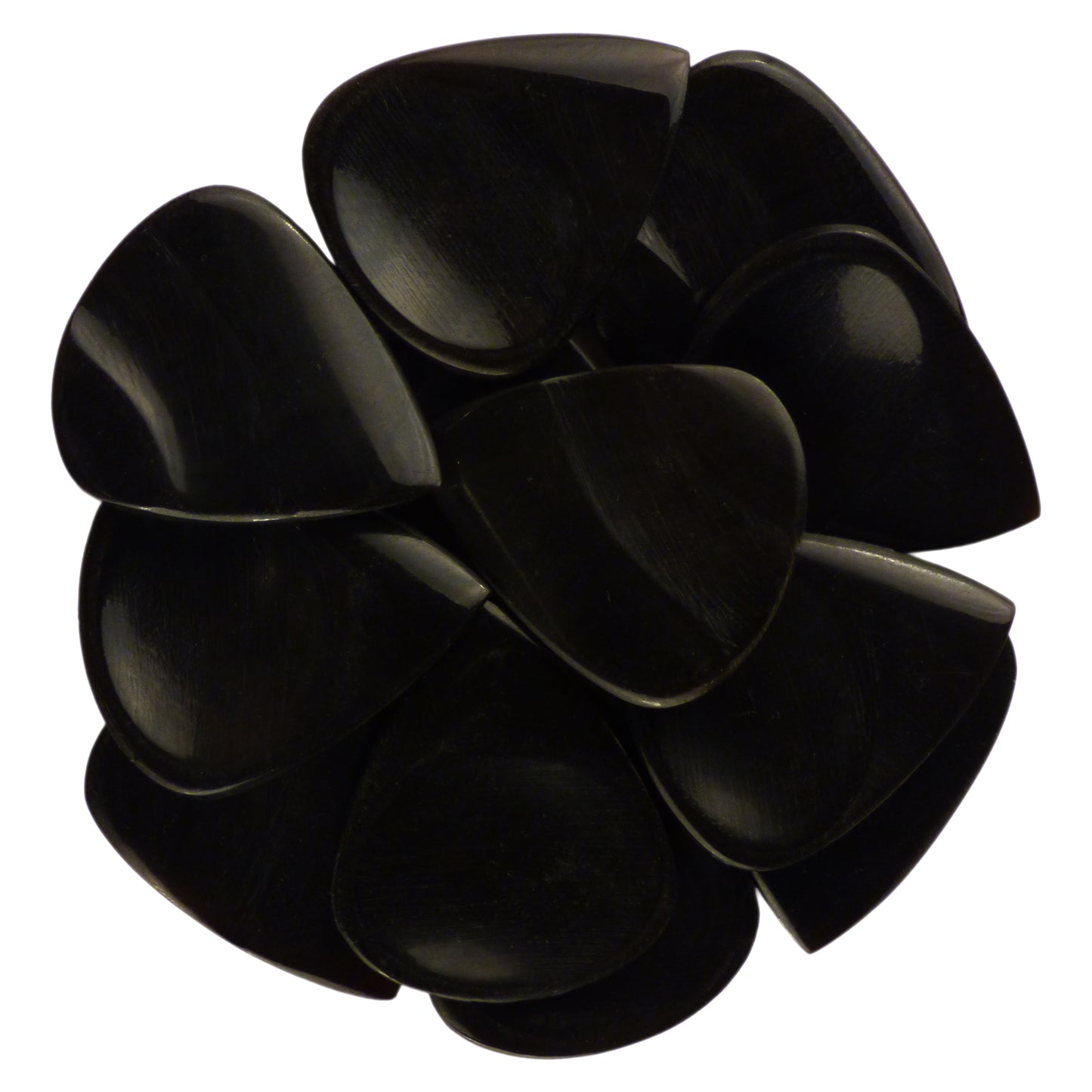 Black Buffalo Horn Guitar Or Bass Pick - 3.0 mm Ultra Heavy Gauge - 351 Groove Shape - Polished Finish Handmade Specialty Exotic Plectrum